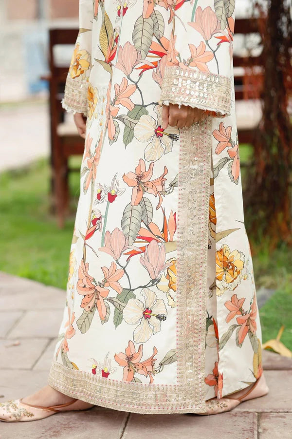 White Floral – 2-Piece Stitched Suit