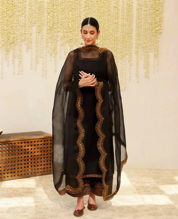 Black Aura – Embroidered 3-Piece suit