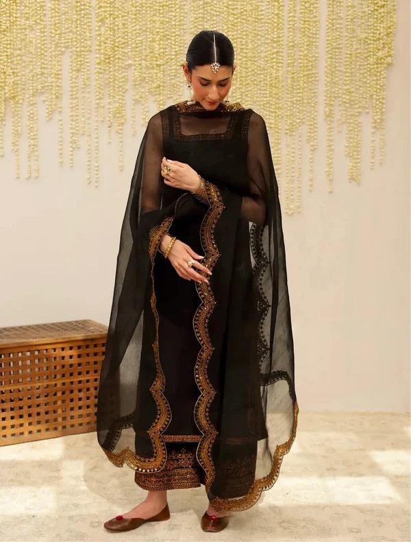 Black Aura – Embroidered 3-Piece suit