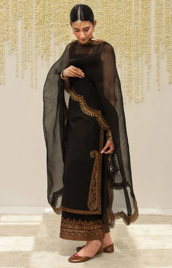 Black Aura – Embroidered 3-Piece suit