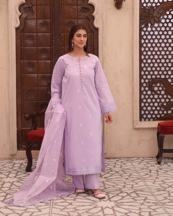 Gloomy Purple – 3-Piece Stitched Lawn Suit