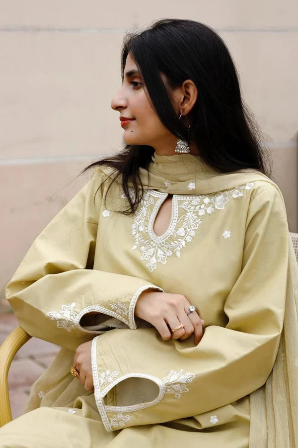 Apple Green Embroidered 3-Piece Lawn Suit