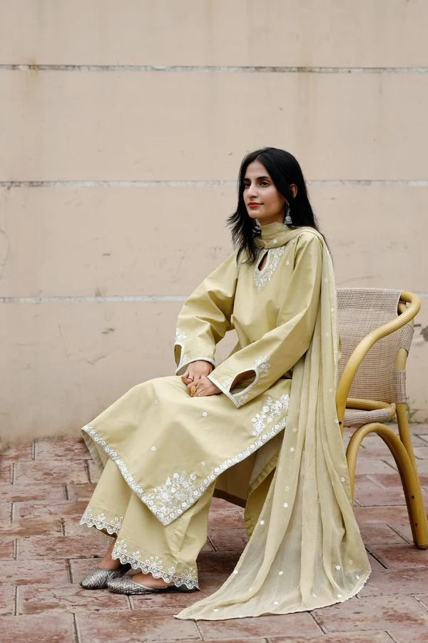 Apple Green Embroidered 3-Piece Lawn Suit