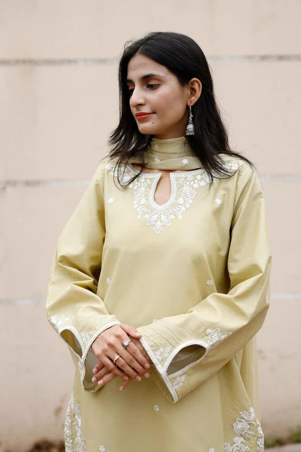 Apple Green Embroidered 3-Piece Lawn Suit