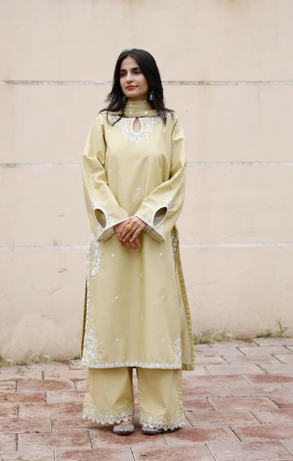 Apple Green Embroidered 3-Piece Lawn Suit