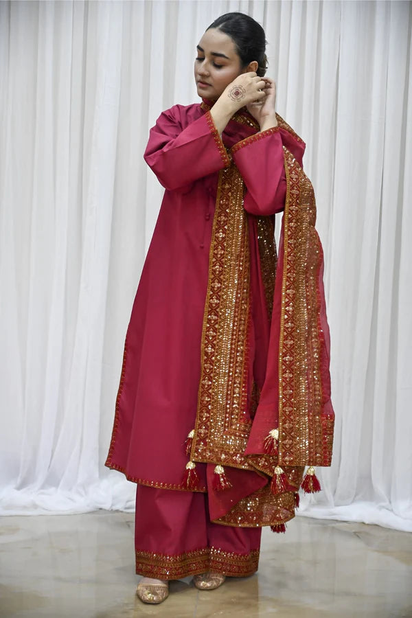 Noor-e-Mahroon – 3-Piece Stitched Festive Ensemble