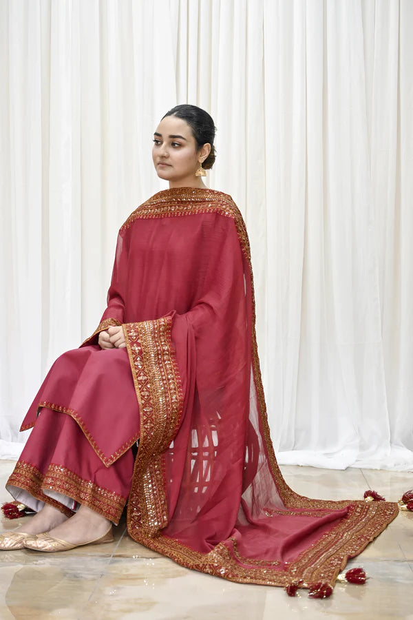 Noor-e-Mahroon – 3-Piece Stitched Festive Ensemble