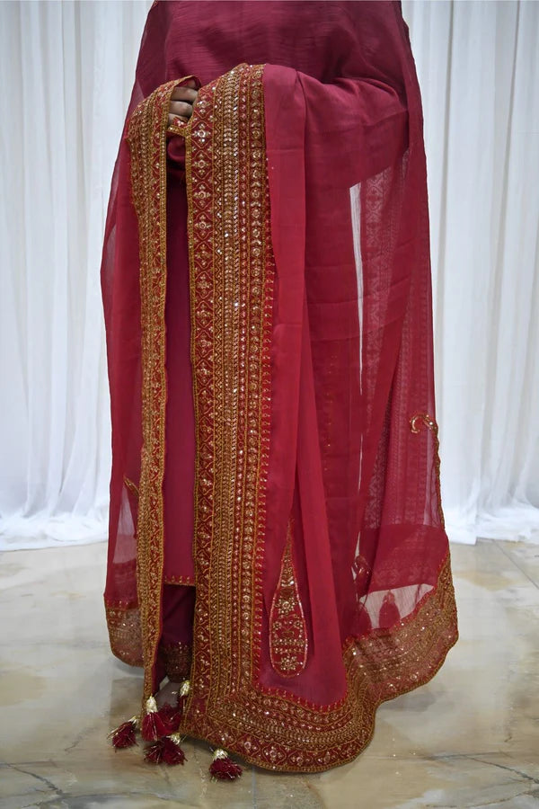 Noor-e-Mahroon – 3-Piece Stitched Festive Ensemble