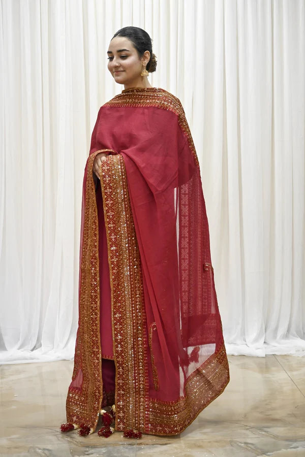Noor-e-Mahroon – 3-Piece Stitched Festive Ensemble