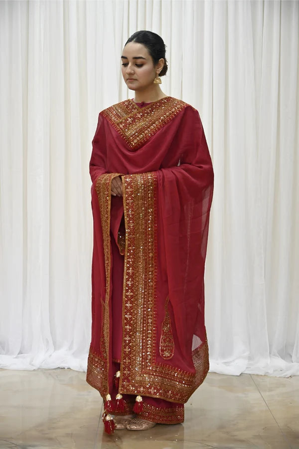 Noor-e-Mahroon – 3-Piece Stitched Festive Ensemble
